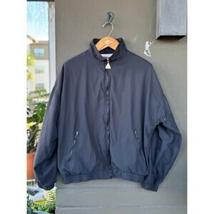 Vintage 80s Wilson Windbreaker Track Jacket Large Full Zip Logo Navy Blue Sports